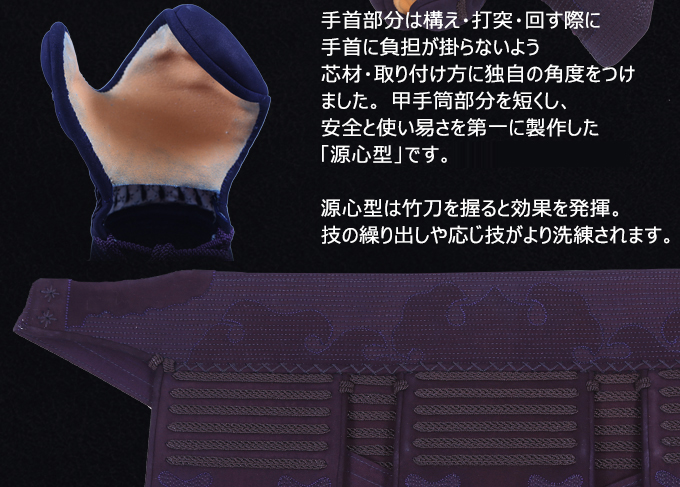 「源心」4ミリ紺鹿革機械刺剣道防具セット