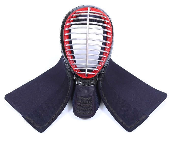  [受注製作]「源心 (げんしん) 」紺鹿革4ミリ機械刺ミシン剣道防具 面