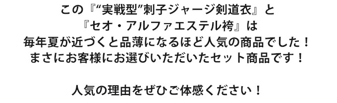 “実戦型”刺子ジャージ剣道衣+セオ・アルファエステル袴セット