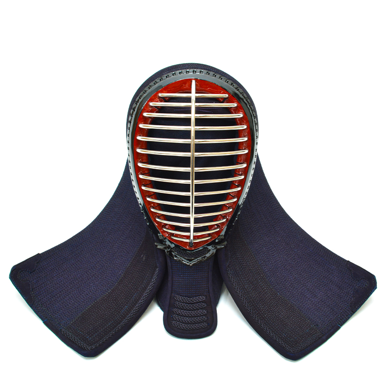 日本製 紺鹿革3mm刺 印伝鹿革(亀甲)剣道防具 面 垂 2点セット