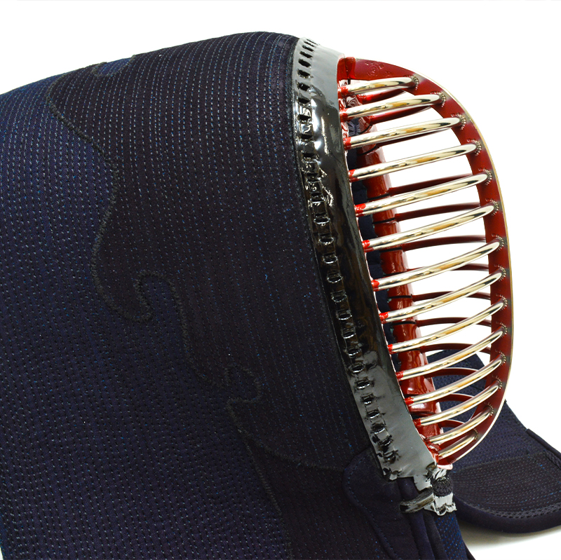 日本製 紺鹿革3mm刺 印伝鹿革(亀甲)剣道防具 面 垂 2点セット