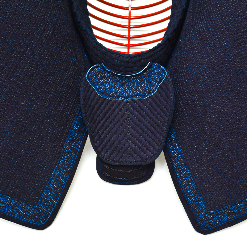 日本製 紺鹿革3mm刺 印伝鹿革(亀甲)剣道防具 面 垂 2点セット