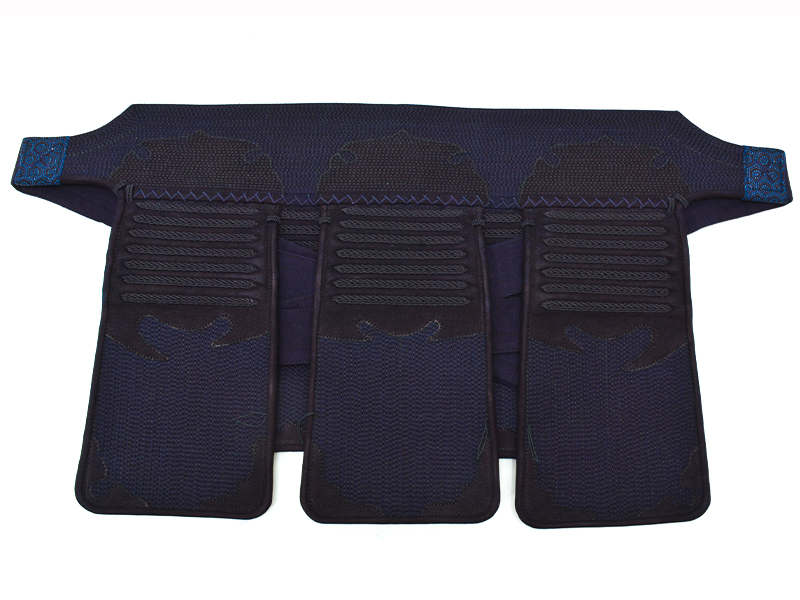 日本製 紺鹿革3mm刺 印伝鹿革(亀甲)剣道防具 面 垂 2点セット