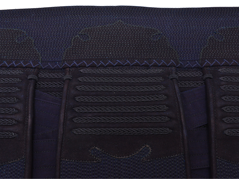 日本製 紺鹿革3mm刺 印伝鹿革(亀甲)剣道防具 面 垂 2点セット