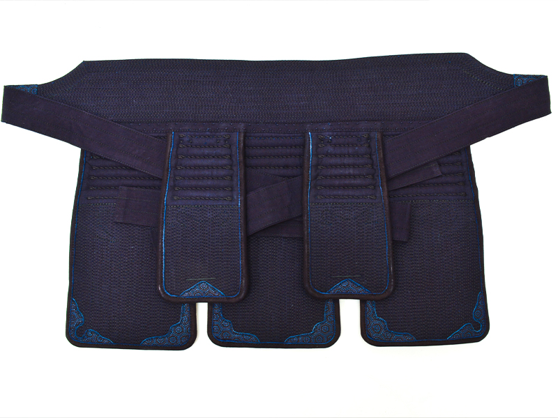 日本製 紺鹿革3mm刺 印伝鹿革(亀甲)剣道防具 面 垂 2点セット