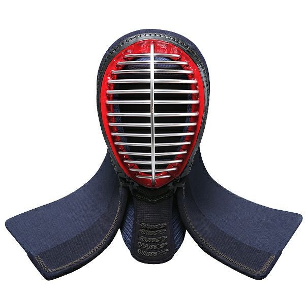 「源心 (げんしん) 」紺鹿革4ミリタイトステッチ剣道防具 面