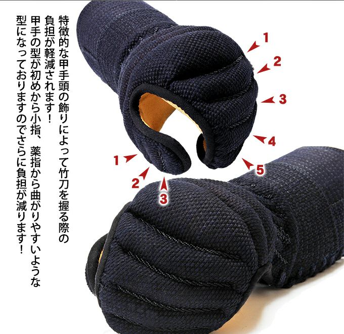 虎」甲手頭五段飾り6mm織刺甲手【小手・ﾐｼﾝ刺・機械刺】 | 剣道防具