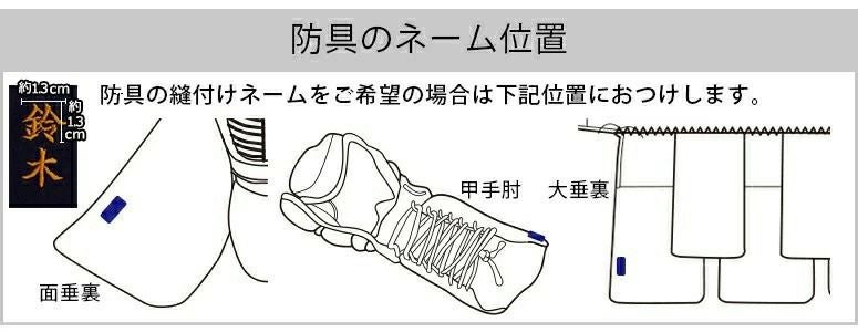 剣道防具の刺繍ネーム位置
