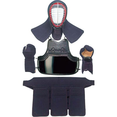 Complete Kendo Bogu set showing Men Kote Do and Tare