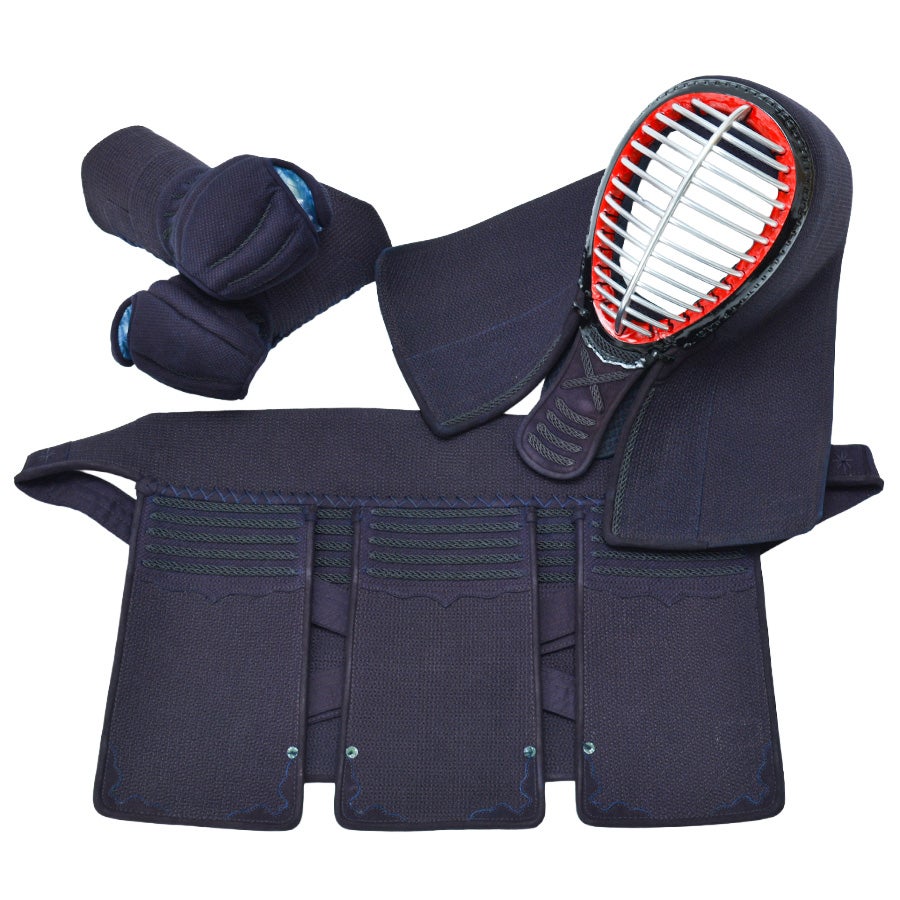 新入生応援特価]A-1αMarkX 4mm織刺十字刺 剣道防具 面・甲手・垂 3点